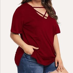 SHEIN plus cross cross neck tee - 5x